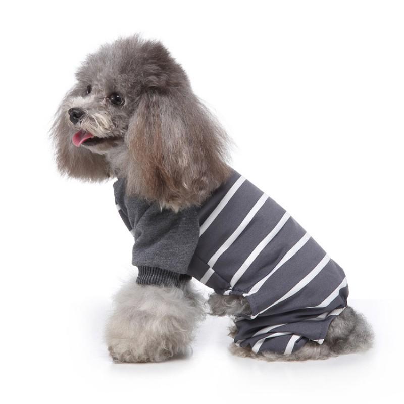 Pet Dog Cat Four-Legged Cotton Knit Pajamas Striped Print Home Outfit Small Medium Large Dogs