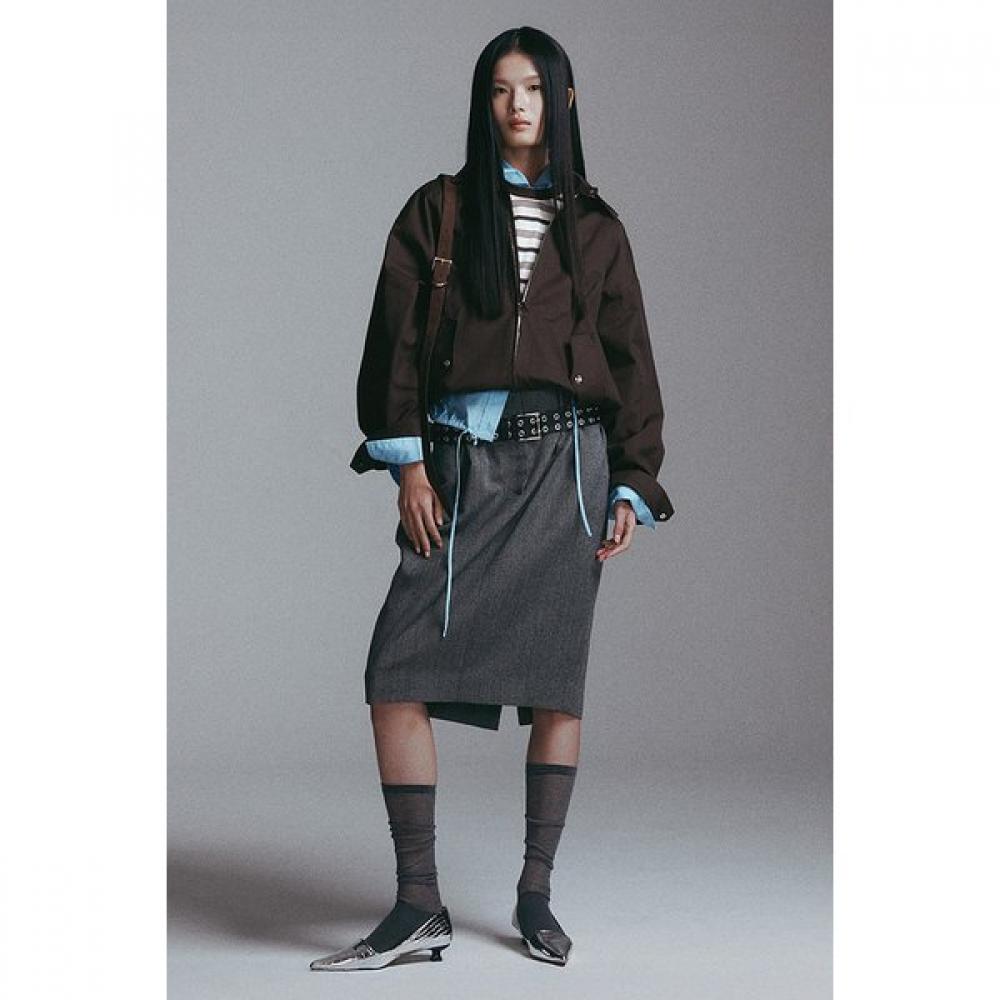 Vov Wool Midi Skirt With Shirring Detail blacks/S