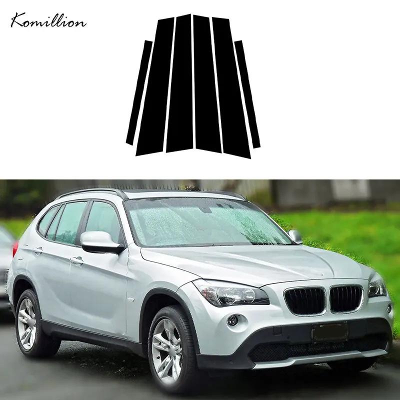 6Pcs Glossy Black Car Pillar Posts Door Window Trim Cover Stickers Accessories Fit For BMW X1 E84 2010-2015