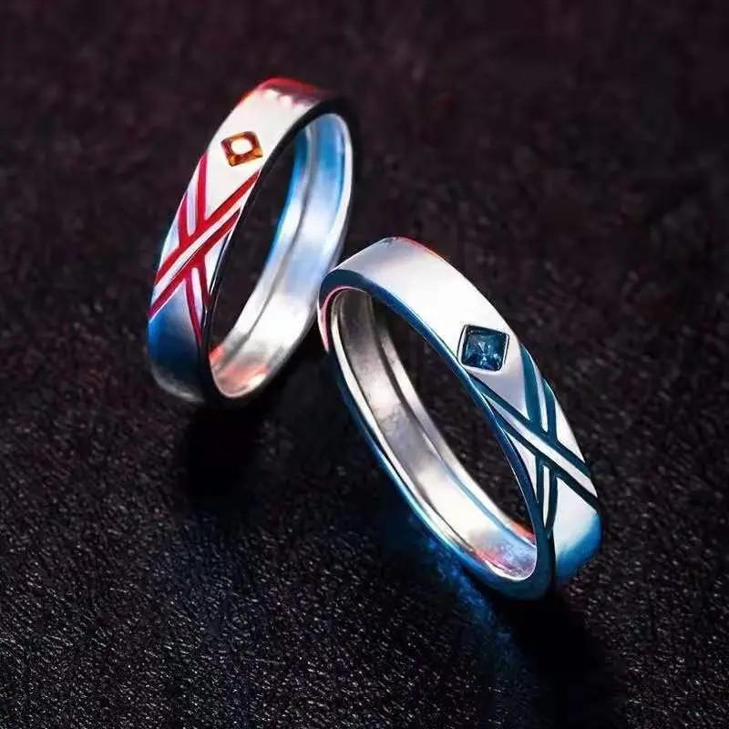 Anime Darling In The Franxx Ring HIRO ZERO TWO Cosplay Open Adjustable Couple Rings Jewelry Gift Accessories