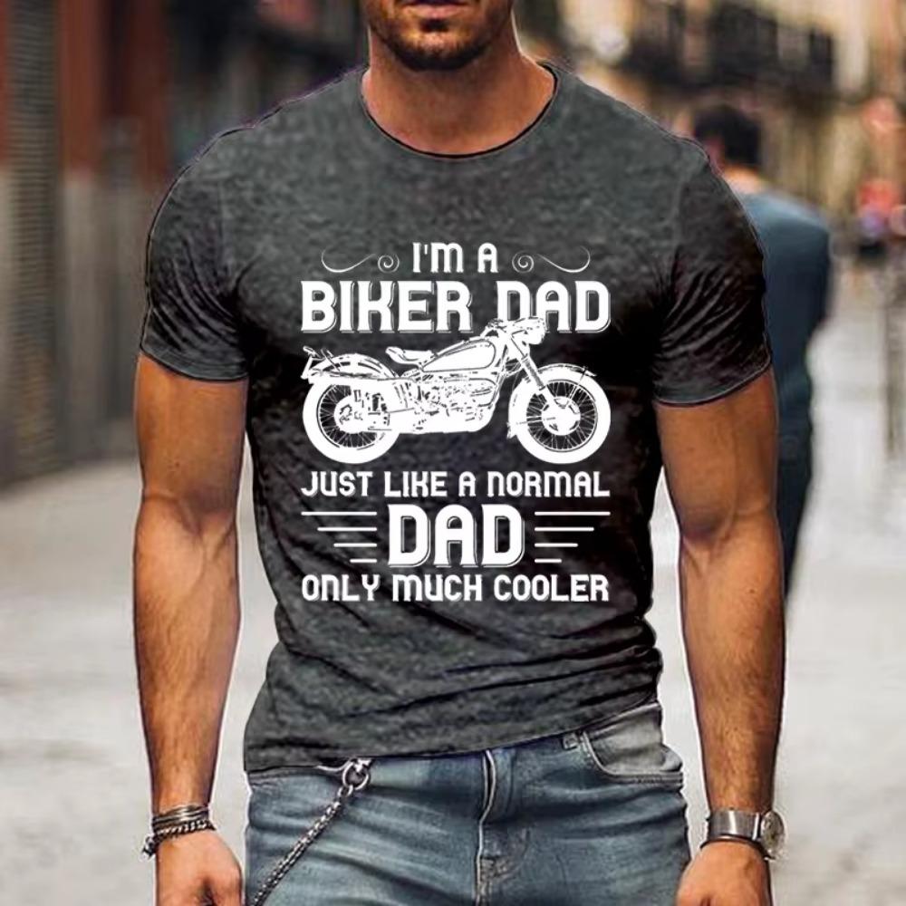 I'm A Biker Dad Print Summer T Shirt Men's Motorcycle Graphic Short Sleeve Loose T-shirts Hip Hop Harajuku Streetwear Men Tshirt