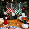 Mini Christmas Hats and Scarves Red Green Knit Yarn Pom Pom Ornaments Holiday Party Favors Tree Hanging Decor Accessories