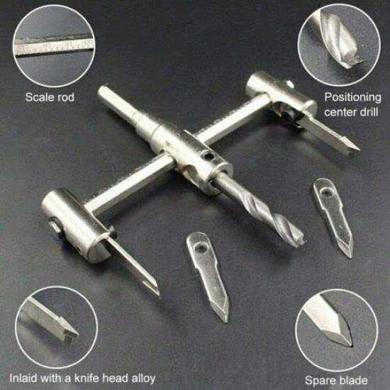 Adjustable Circle Hole Cutter Heavy Duty Wood Hole Saw Drill Bit Saw Round Cutting for Woodworking 40mm-120mm