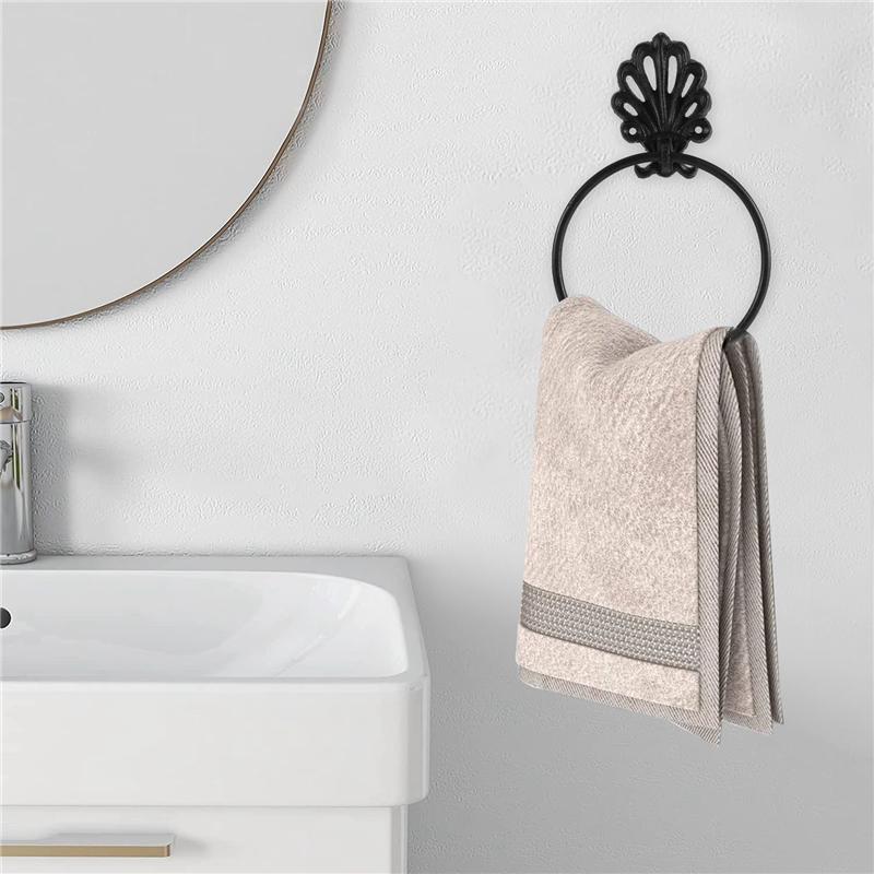 

Black Toilet Roll Holder Towel Holder Set,Bathroom Cast Iron Towel Ring Toilet Roll Holder Wall Mounted, Vintage Design-B61B