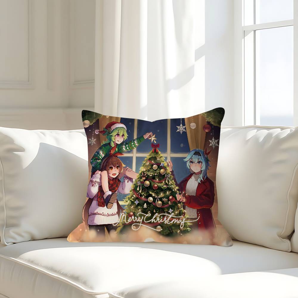 Anime Christmas Girl Pillow Case Removable Washable Cushion Cover – All-Season Soft Linen