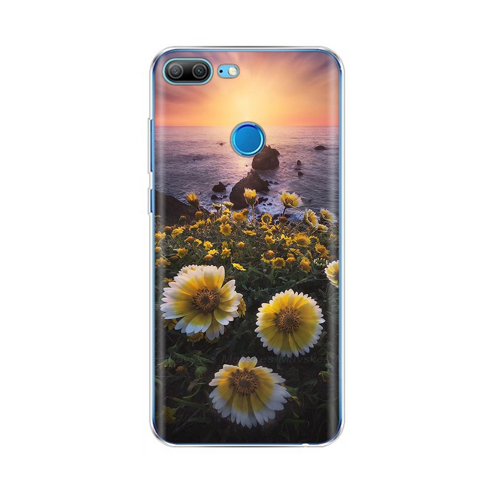 Phone Case For Honor 9 Lite Back Cover for Huawei Honor 9 Lite Cases Transparent Silicon TPU Protective Cats Flower Print Covers