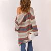 Women's Solid Color Stripe Top Long Sleeve Cardigan Top Lightweight Long Jacket