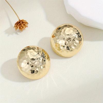 Glamorous Golden Color Stud Earrings Fashion-Forward Chunky Balls with Textured Irregular Surface Perfect for Daily Wear Parties And Casual Dates