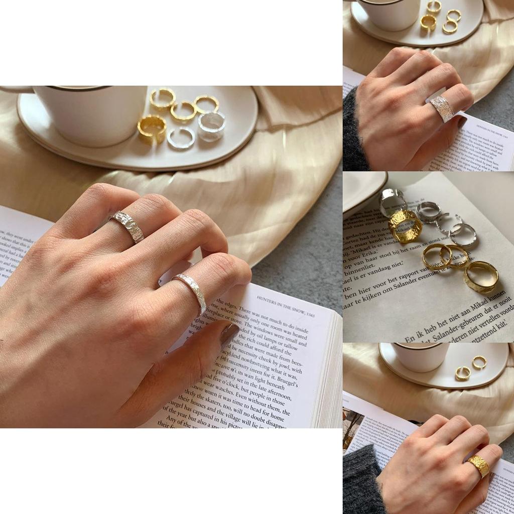 Inspired Fashionable Korean 925 Silver Ring With Unique Texture And Adjustable Size