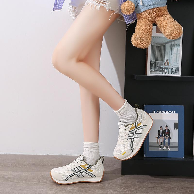 Thick-soled Women's New Breathable Mesh Sports and Leisure Shoes, Light Running for Students