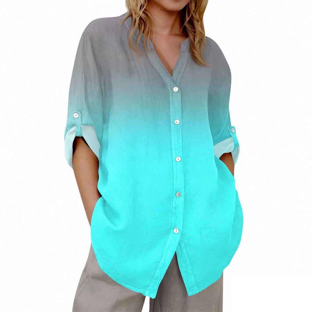 Women's V-neck 3/4 Sleeve Printed Cardigan