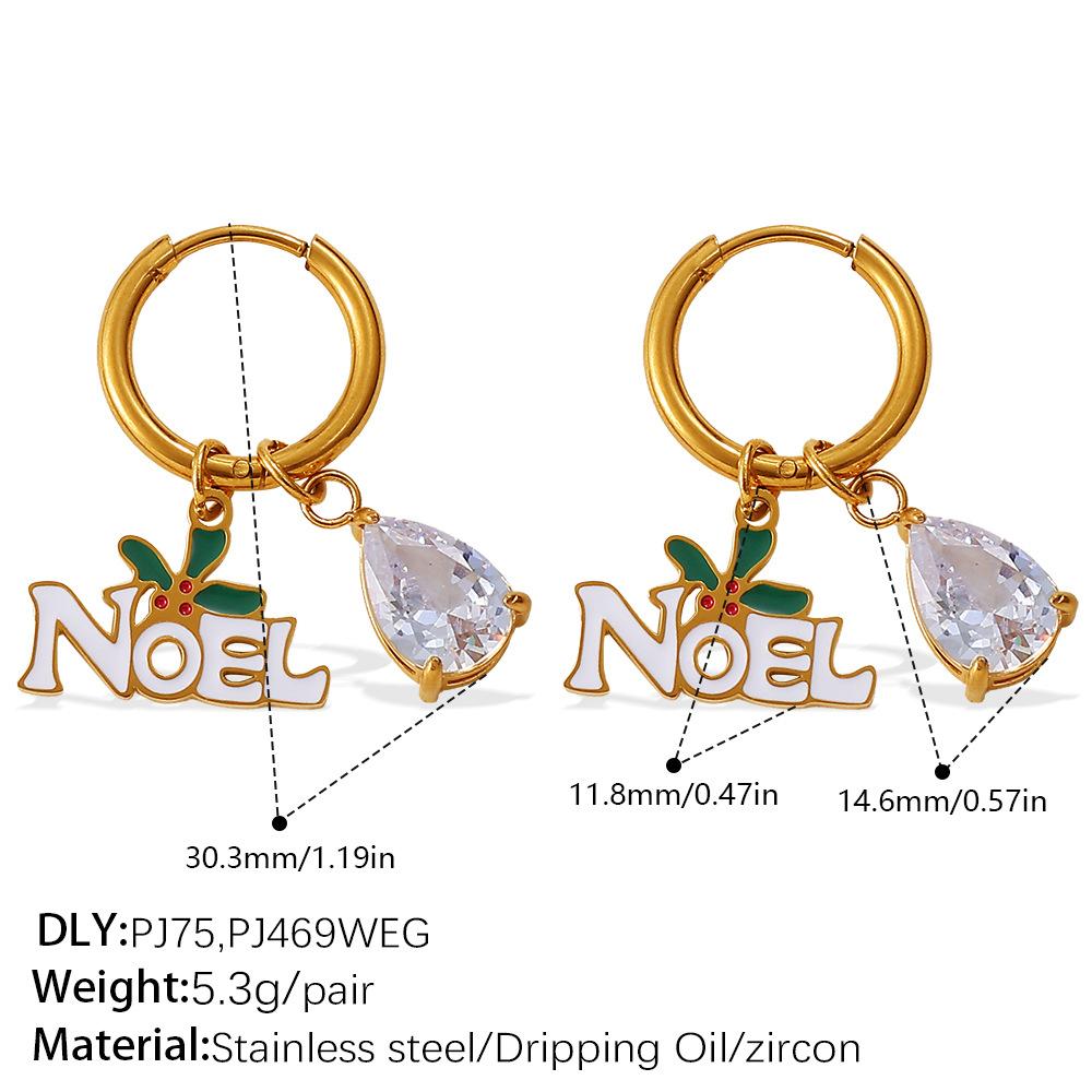 Christmas Wind DIY Pendant Earrings Stainless Steel Gold-plated Fun Pendant Combination Earrings Jewelry Women