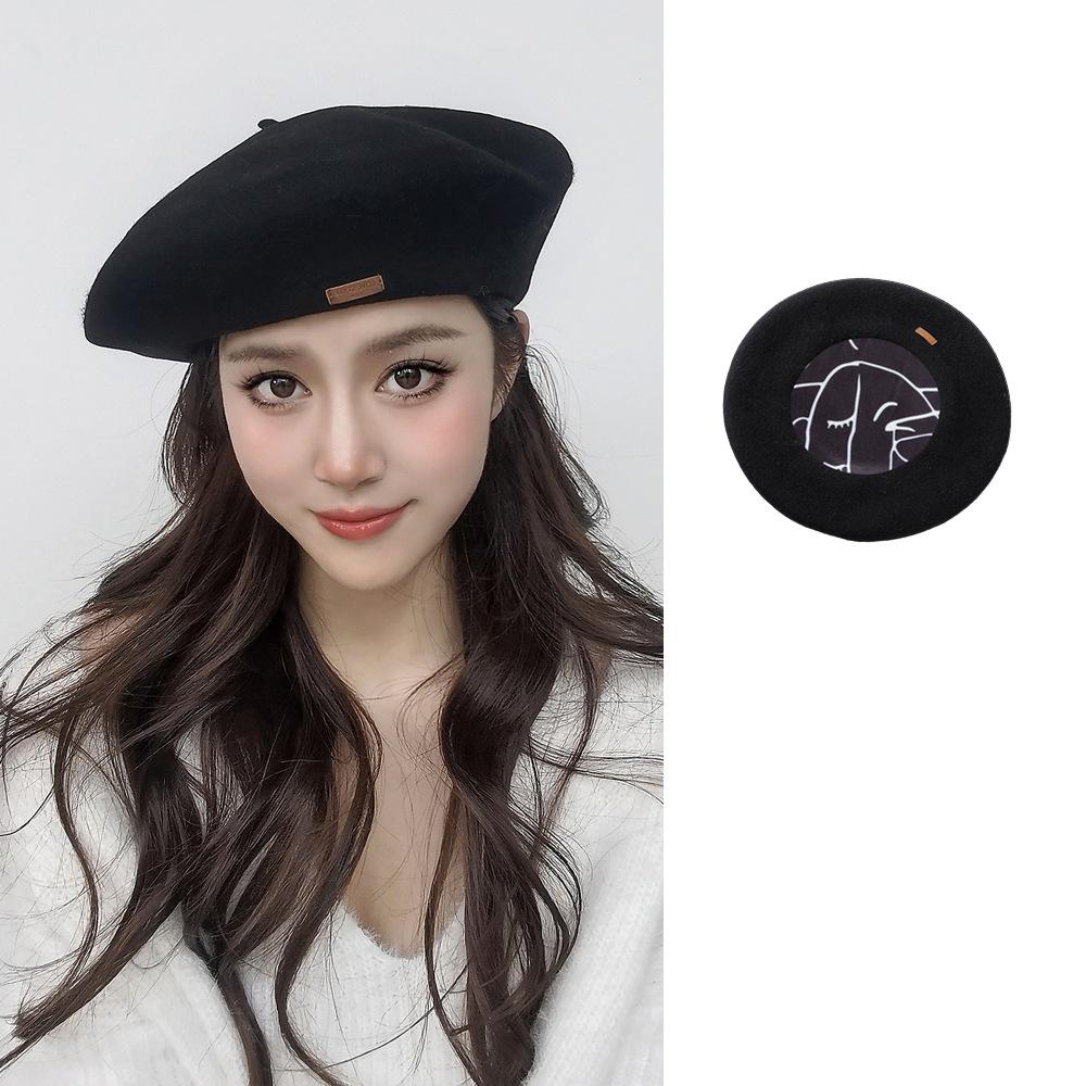 Große Größe 60 cm Wollbarett Wintermützen für Damen Warm halten Mode Malerhut Damen Einfarbige Boina Lässige Beanie Große Größe