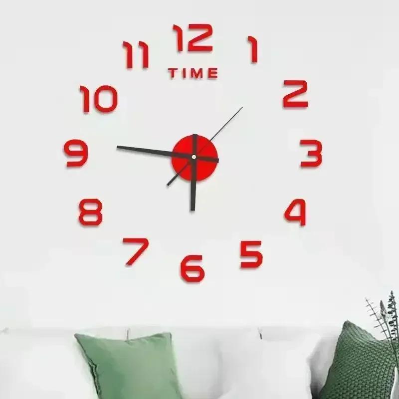 DIY Quartz Clock Fashion Watch Living Room Home Decoration Clock Acrylic Mirror Stickers Decorate a Large Garden Wall Decor