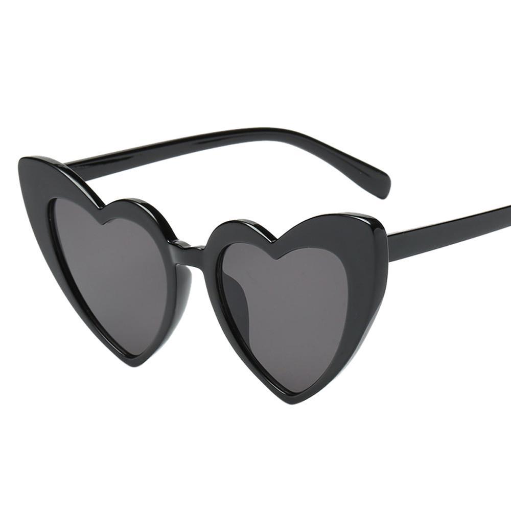 Women Retro Fashion Heart-shaped Shades Sunglasses Integrated UV Glasses