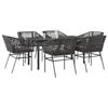 VidaXL Garden Dining Set Cushions 7pcs Black Poly Rattan Glass, Outdoor Dining Set, Furniture of 3334615