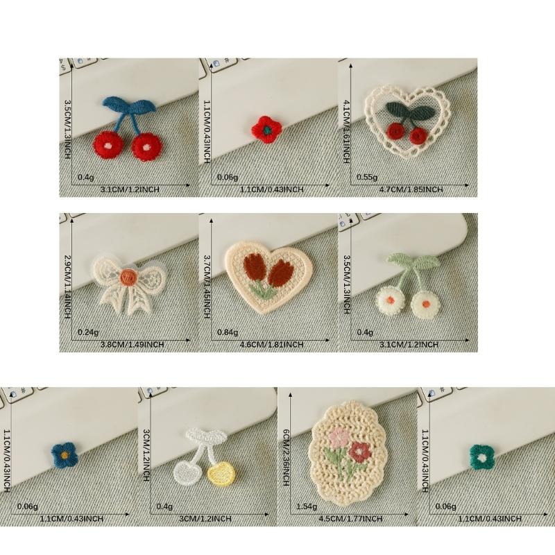 10 Pcs Heart Iron On Patches Bows Repair Patches Sewing Patches Embroidered Patches for Clothing Jeans Hat Backpacks