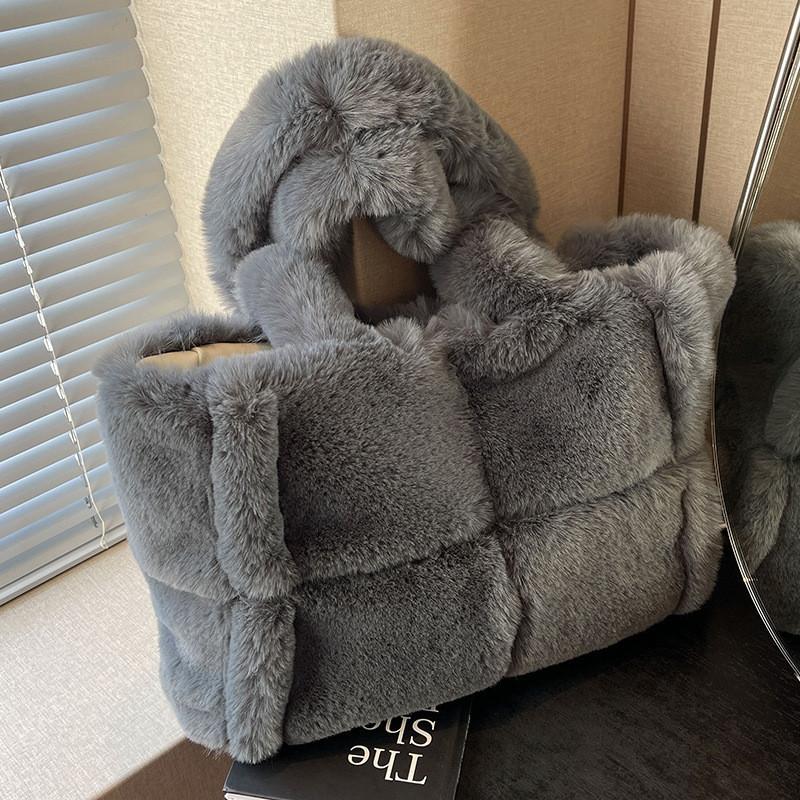 

Stylish Plush Tote Bag For Women With High-grade Feel сірий колір