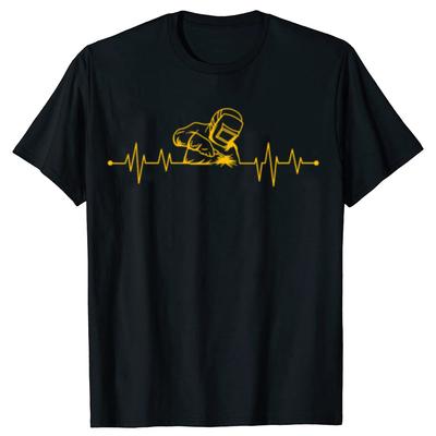 Funny Welding Heartbeat Welder Metal Graphic Tshirts Men Womens Fashion Casual Tshirt 100 Cotton Loose Oversized T Shirt