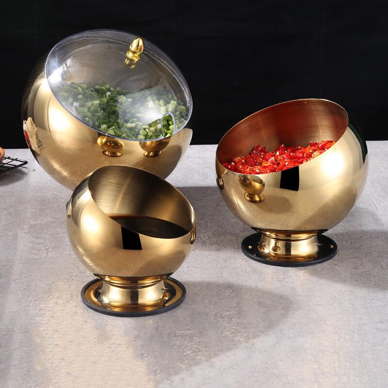 JINGRUIXIANG Stainless Steel Slanted Condiment Bowl with Lid