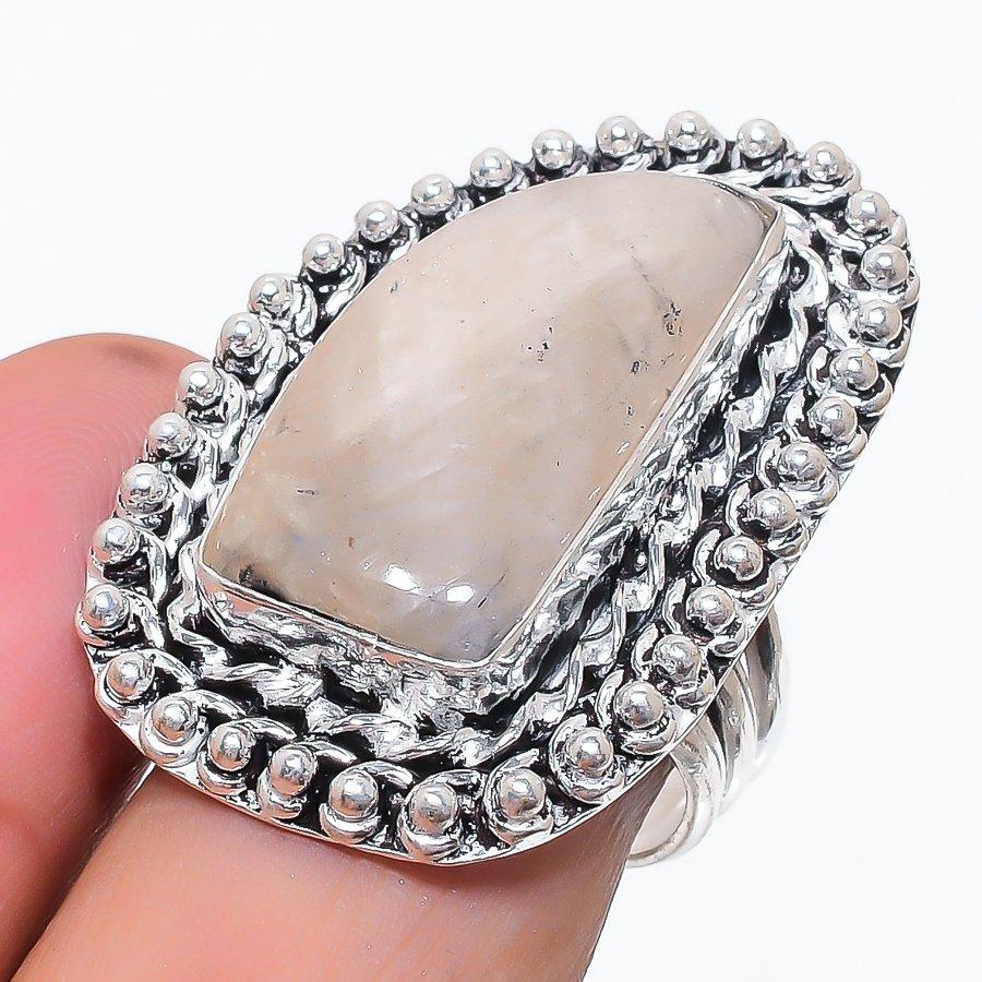 

Natural Black Rutile Gemstone 925 Sterling Silver Jewelry Ring Size 9 q3a22