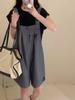 French Summer Women's Slim Korean Style Wide-Leg Casual Overall Shorts