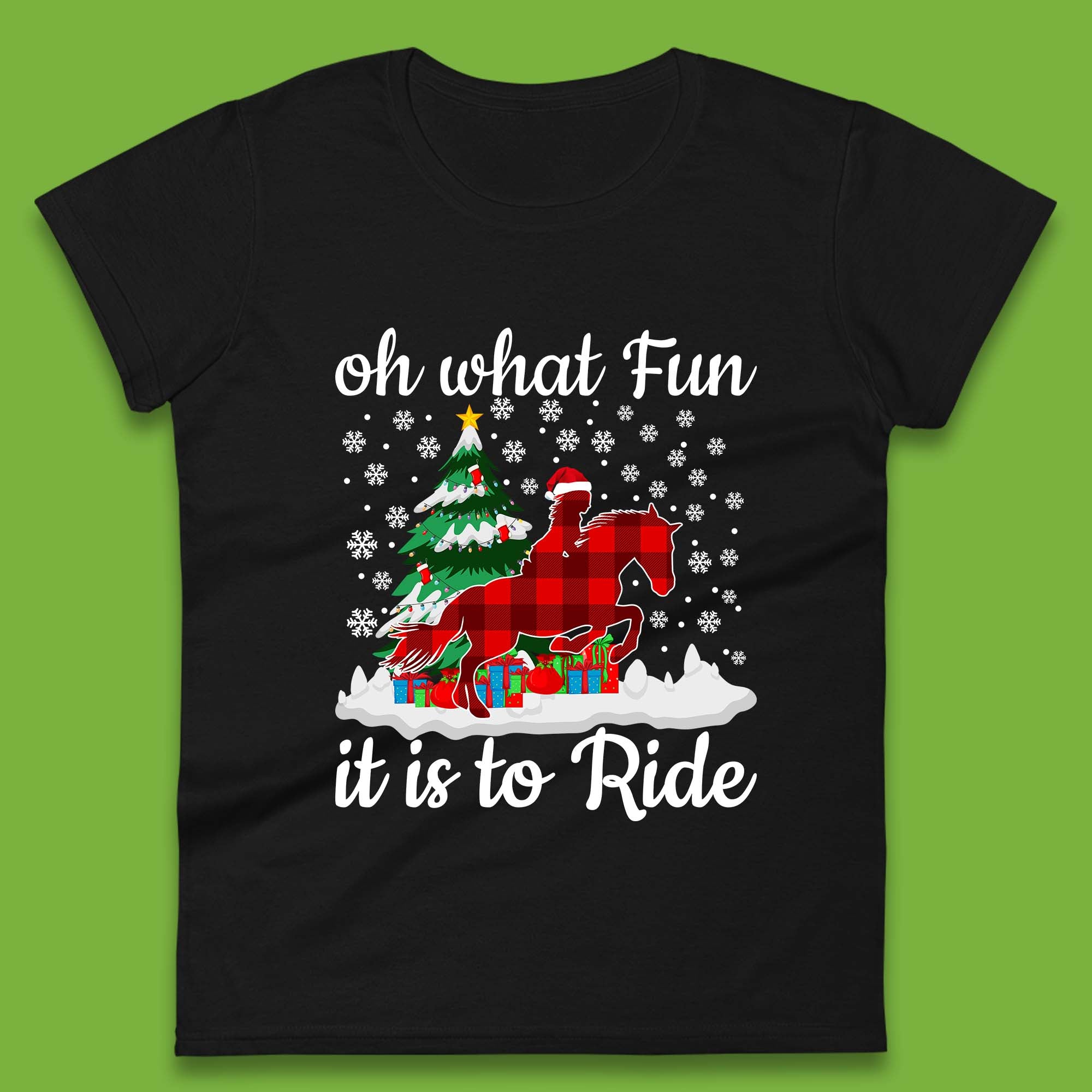 Oh What Fun It Is To Ride Horse Riding Christmas Womens T Shirt Mens Tops Tees Unisex S