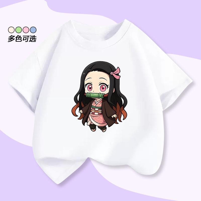 Demon Slayer Tama-chan Butterfly Shinobu Children's Short-Sleeved T-shirt Summer Girls' Summer Outfit Pure Polyester Top