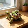 Small Turtle Planter Resin Turtle Shaped Flower Pot with Drainage Holes Cute Animal Cacti Pots for Office Home Desktop Decor