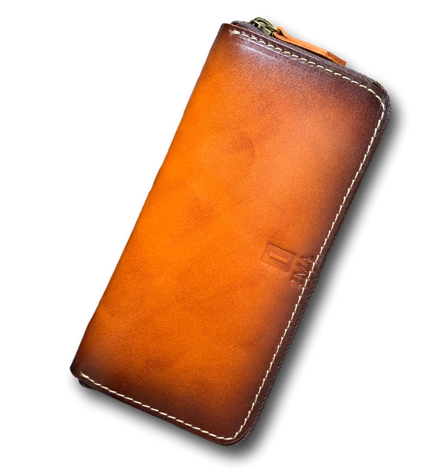 

IMA Tramunt Italian Leather Wallet, Men s and Women s, Popular Long Wallet with Round Zipper, Brown