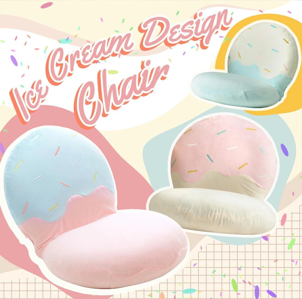 Cellutane (Cellutane) Compact Reclining Floor Chair with Ice Cream, Vanilla & Strawberry Designs, Made in Japan, Model A1923a-a-748BE/740PIK