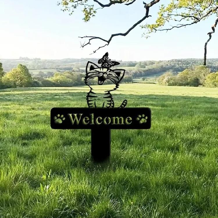 Iron Cats Yard Sign for Adding Charm to Your Garden Pathways Cats Themed Garden Ornament Garden Decors Accessories
