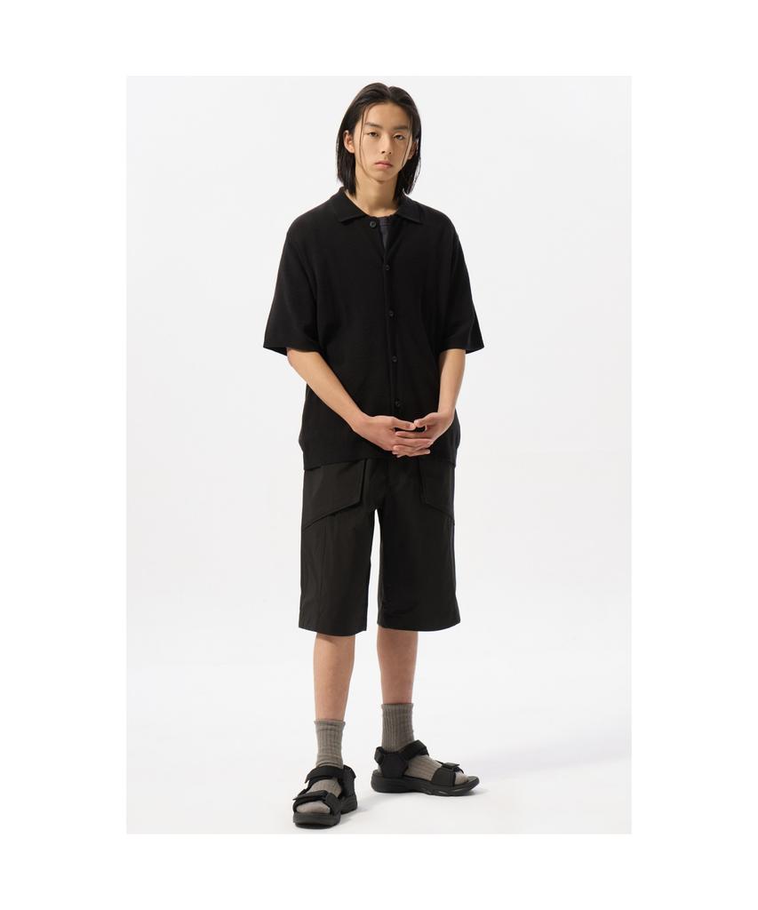 Customellow Black Soft Half Sleeve Cardigan Cwwam25311Bkx