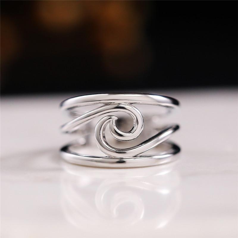 1Pc Simple Geometric Wave Ring, Simple Smooth Index Finger Ring with Personality