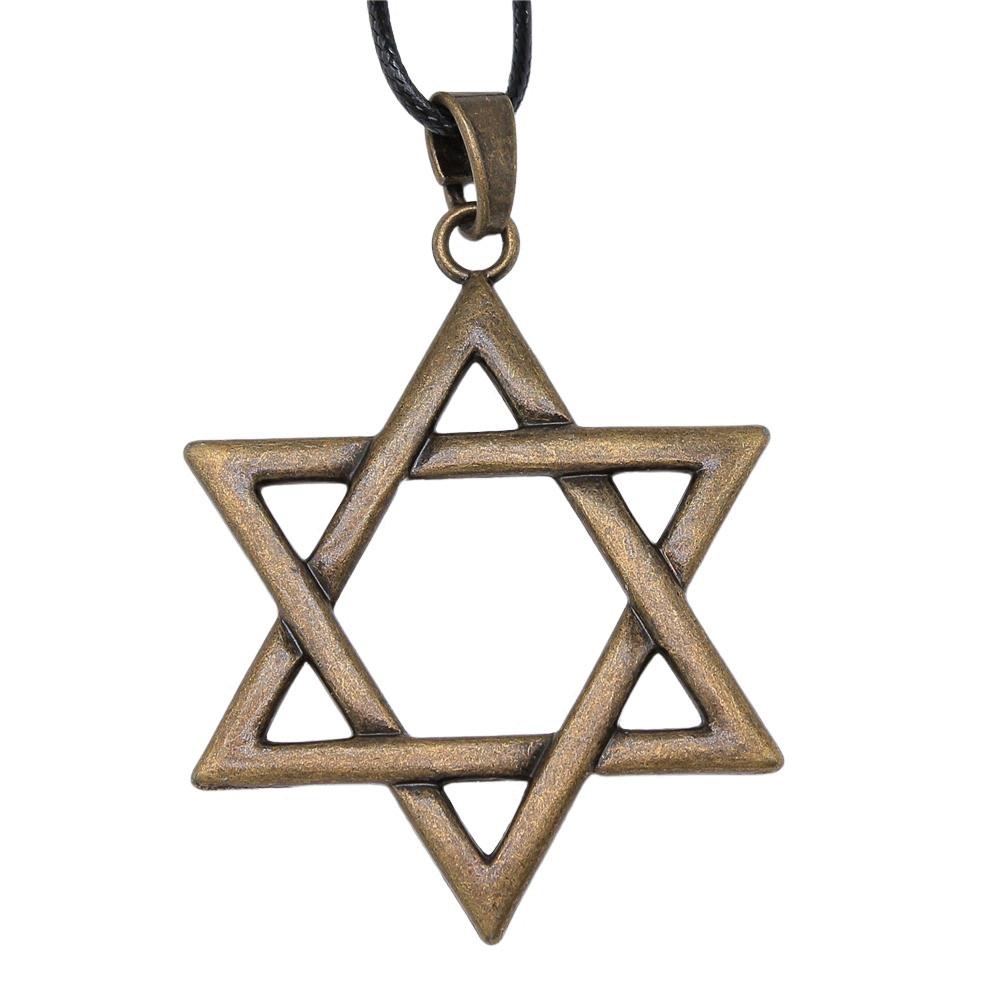 45cm Necklace Leather Chain Big Hexagram Celtic Vintage Jewelry Supplies QN036
