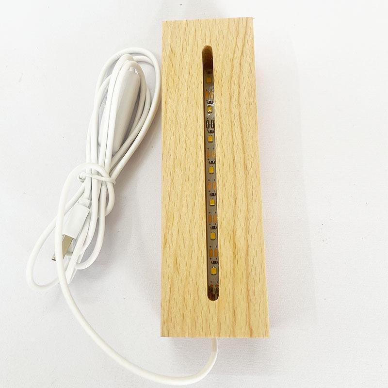 Beech Wood LED Luminous Acrylic Base Night Light Plug-in Stand