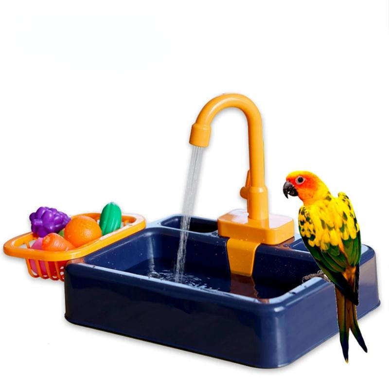 Automatic Parrot Bird Feeder Circulating Water Bathtub Drinking Fountain Faucet Parrot Toy Parrot Shower Drinking Fountain