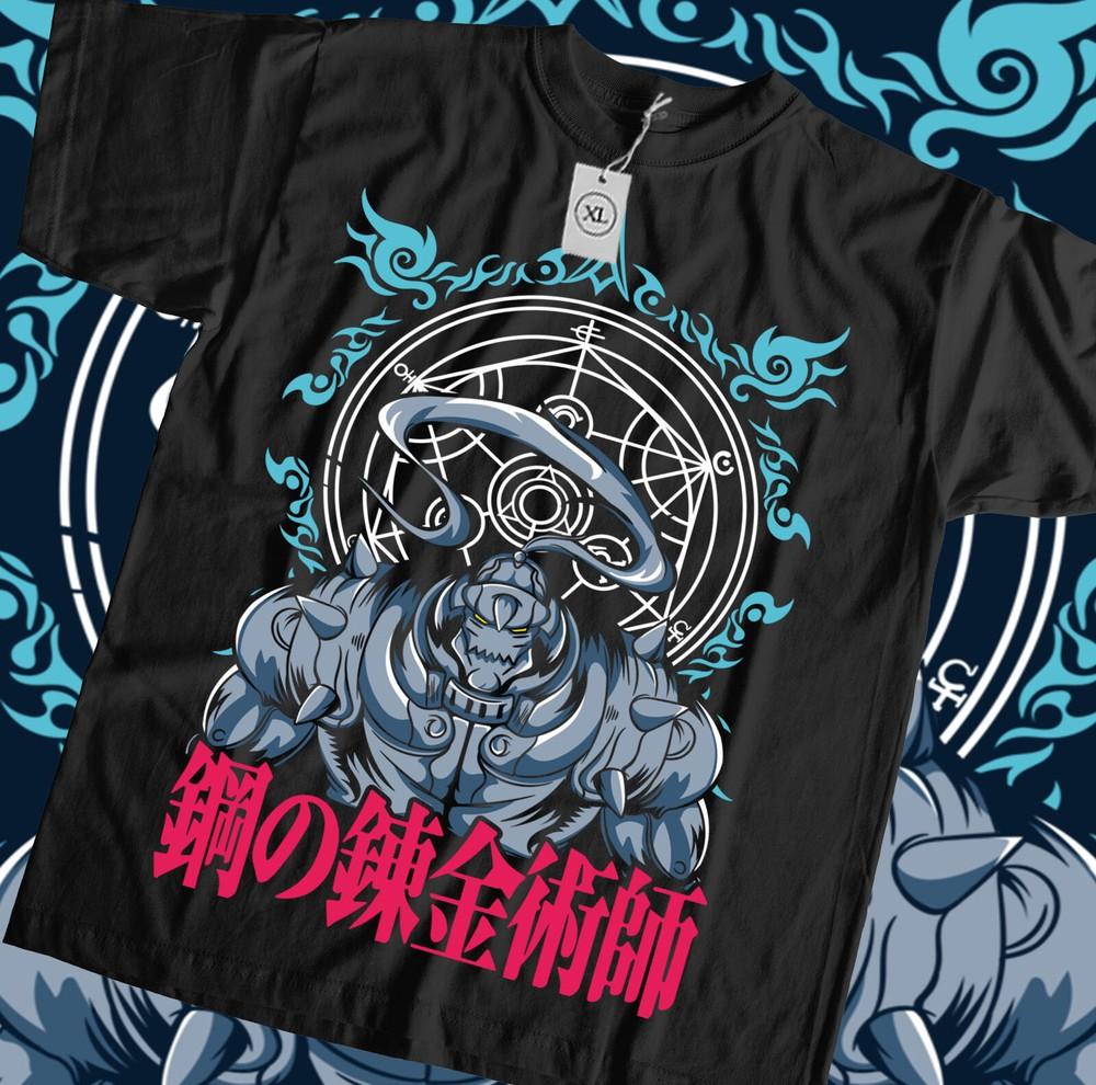 

Fullmetal Alchemist Mens T-Shirt - Edward & Alphonse Elric All Size Black shirt Unisex T-Shirt XXXL