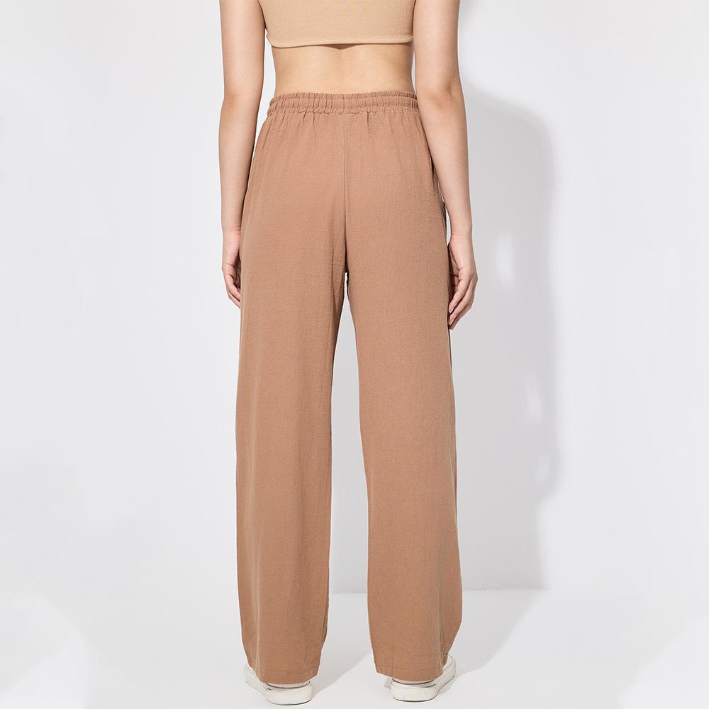 Dámské ležérní kalhoty s volným elastickým pasem, jednobarevné, široké šněrování