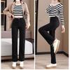Women's High-Waisted Fleece-Lined Black Straight-Leg Jeans - Slimming, Loose Fit for Autumn & Winter