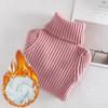 Children's Slim Fit Knit Sweater with High Neck and Velvet Lining for Autumn and Winter.