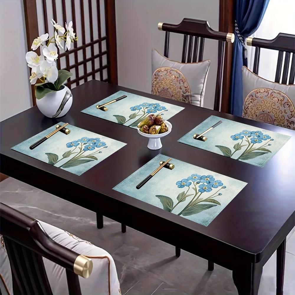 Selfless Flower Exquisite Floral Vintage Plant Placemat, Fashion Printed Pattern Table Mat, Suitable for Dining Table, Kitchen, Parties, Indoor,