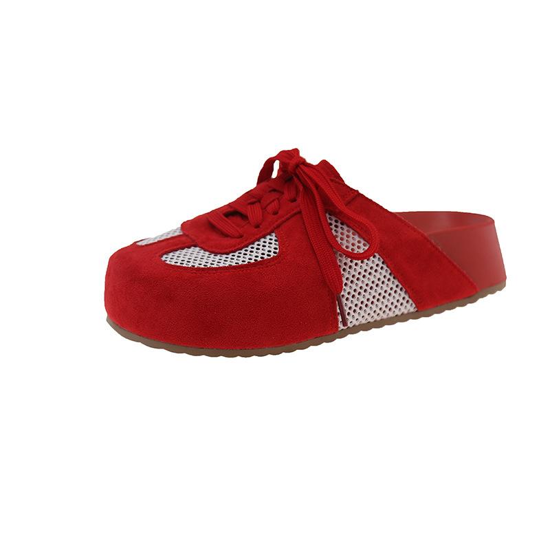 

In the summer of 2025, the new retro niche thick-soled bag head slippers for women wear lazy one-pedal lace-up cool slippers. 35