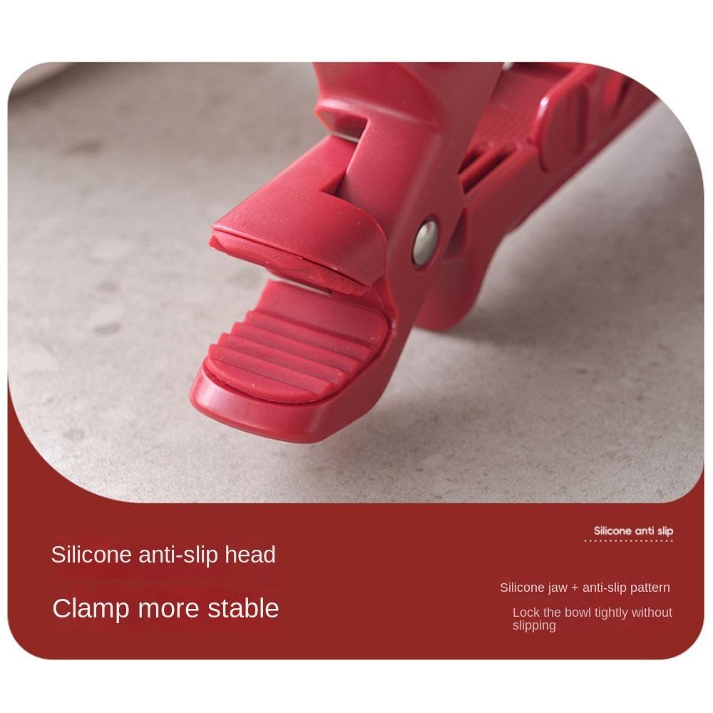 Silikonová protiskluzová spona 2v1 Kuchyňská spona na misky a talíře Přenosné kleště na jídlo Kuchyňský gadget