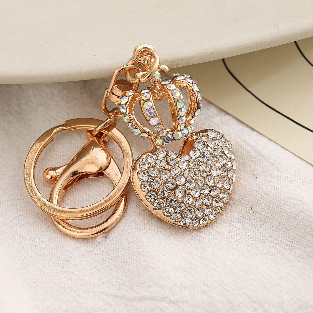 Zinc Zinc Alloy Loveheart Keychain Rhinestones Valentine Love Pendant  Bag Hanging