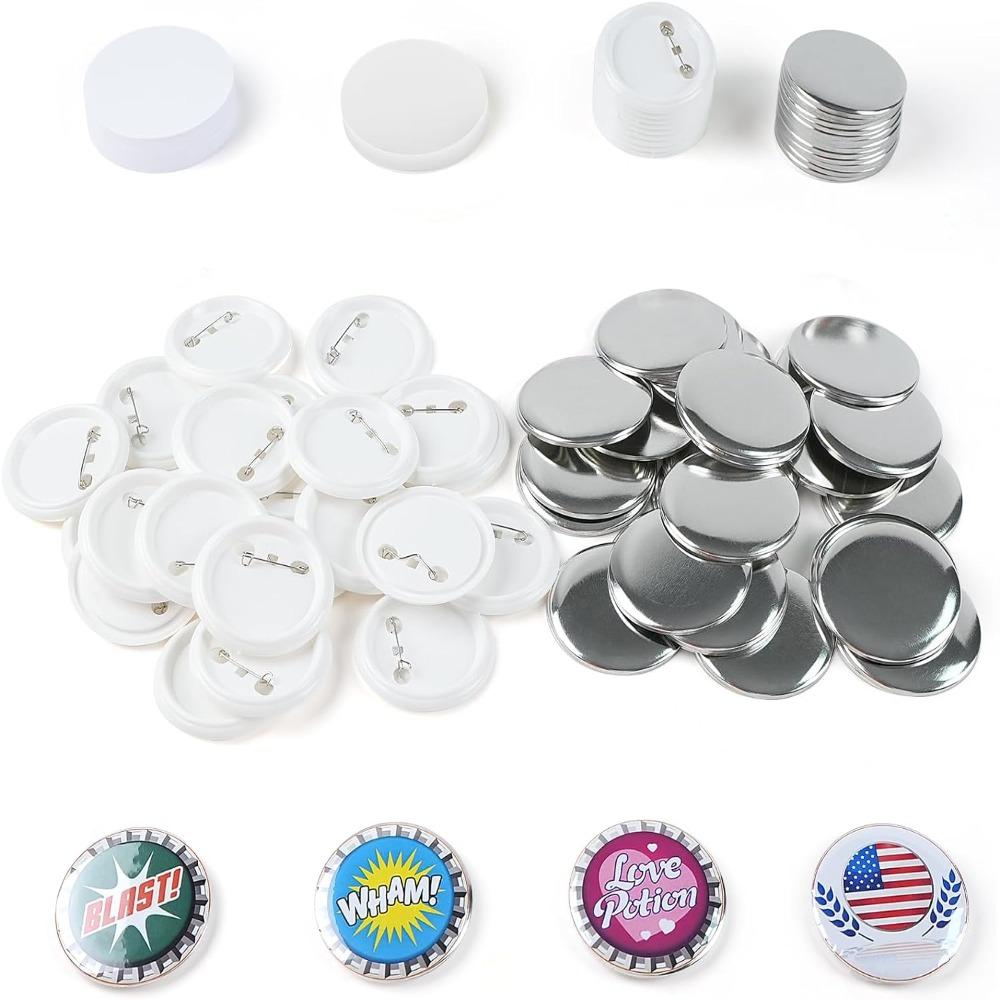 

Принадлежности для изготовления круглых пустых пуговиц. Пластиковые принадлежности для изготовления круглых значков. Пустая круглая бумага.