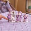 Christmas Gift for Kids 3PCS Snowman Wooden Ornaments, Decorative Cute Festive Figures, Pink And Purple Decor High-definition Printing Crafts Holiday