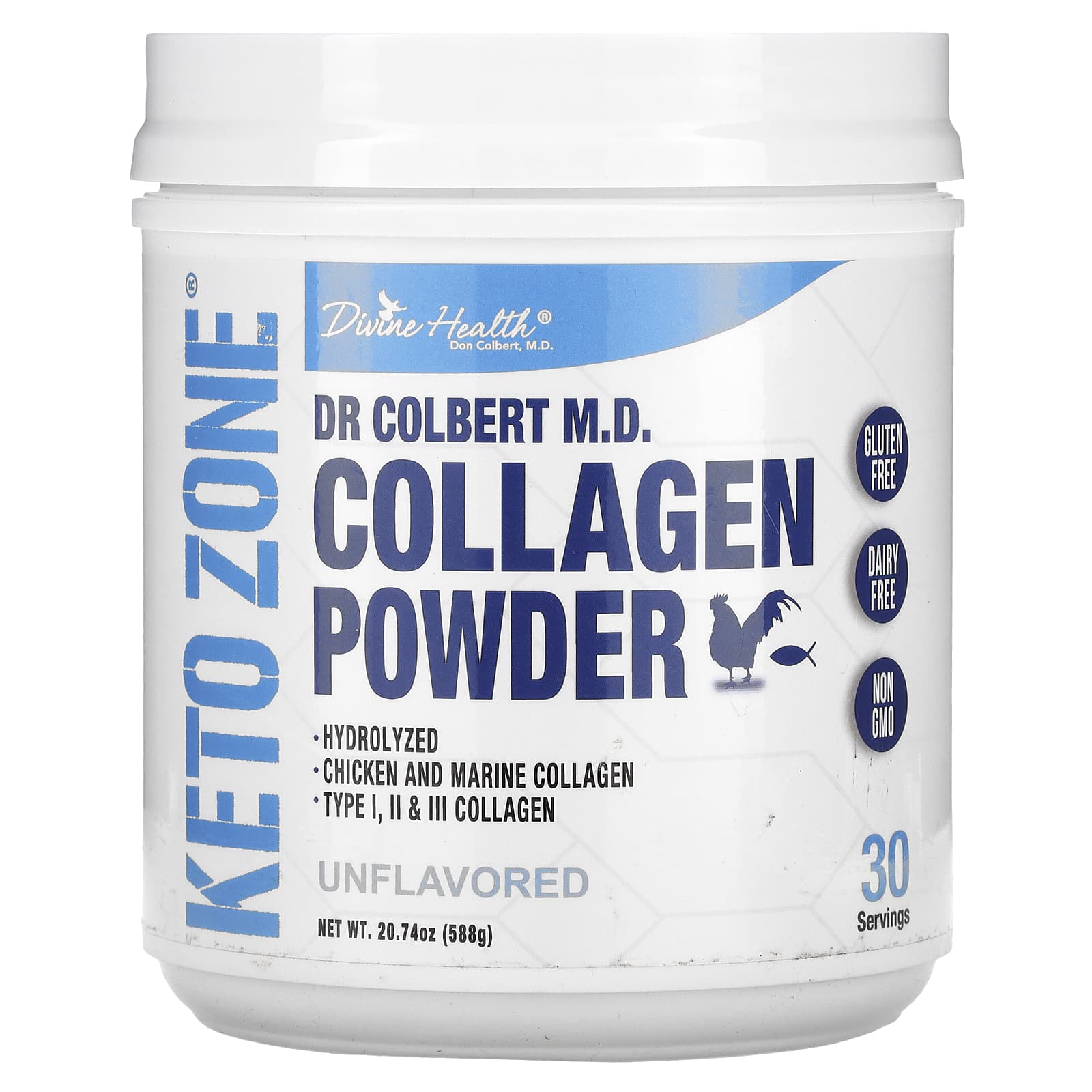 

James Colbert s Keto Zone, Collagen Powder, Unflavored, 588G (20.74Oz)