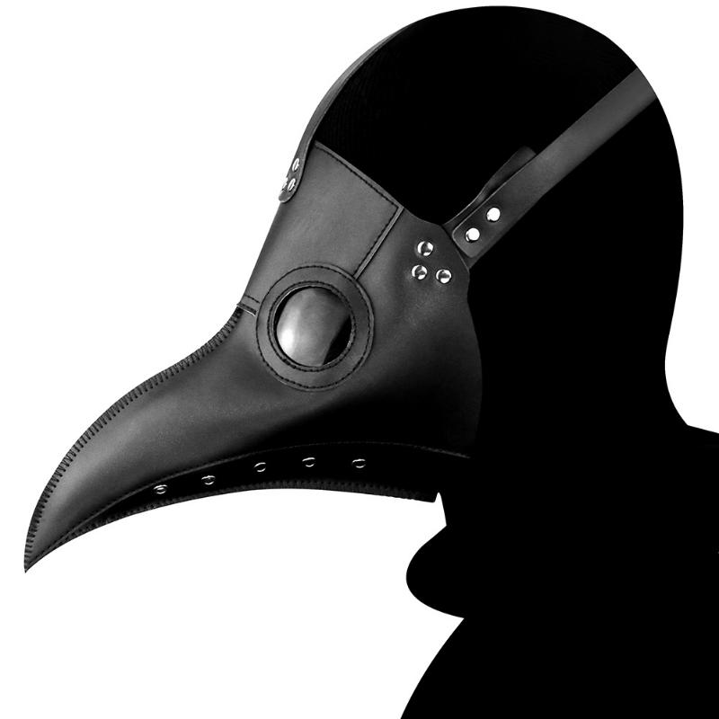 Funny Medieval Plague Doctor Mask Leather In Black Beak Mask Doctor Halloween Mask Steampunk PU Birds Cosplay Doctour De Peste