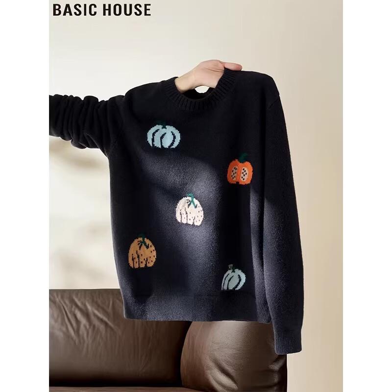 Basic House Women s Soft Fashion Crew Neck Knit Sweater L